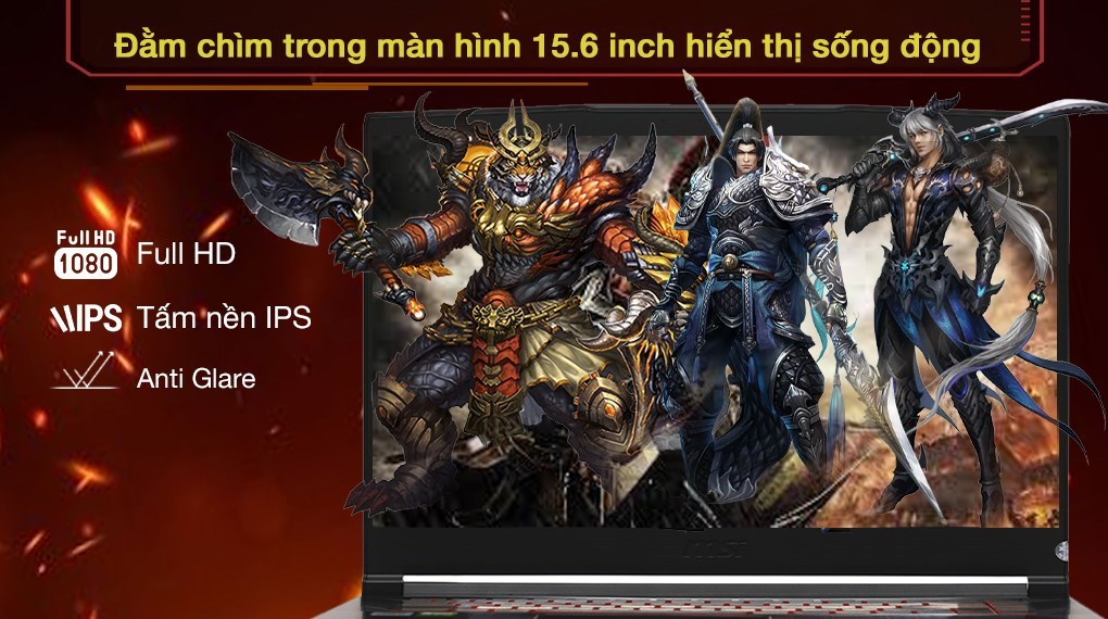 Laptop MSI Gaming GF65 Thin 10UE i5 10500H/16GB/512GB/6GB RTX3060 Max-Q/144Hz/Balo/Win10 (286VN)