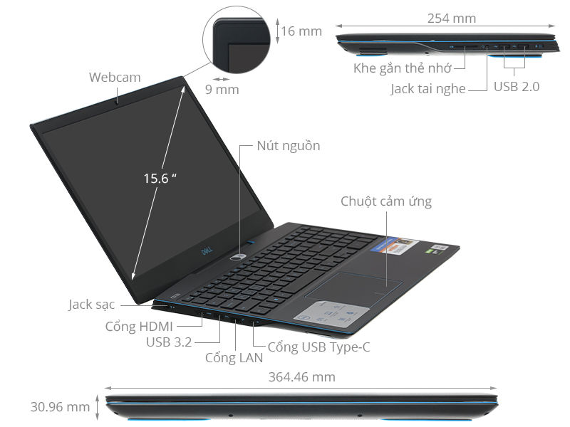 Dell Gaming G3 15 i7 10750H/16GB/512GB/4GB GTX1650Ti/120Hz/Win10 (P89F002DBL)