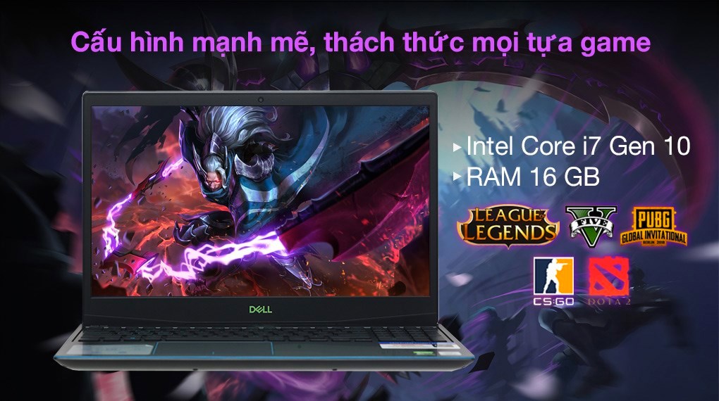 Laptop Dell Gaming G3 15 i7 10750H/16GB/512GB/4GB GTX1650Ti/120Hz/Win10 (P89F002DBL)