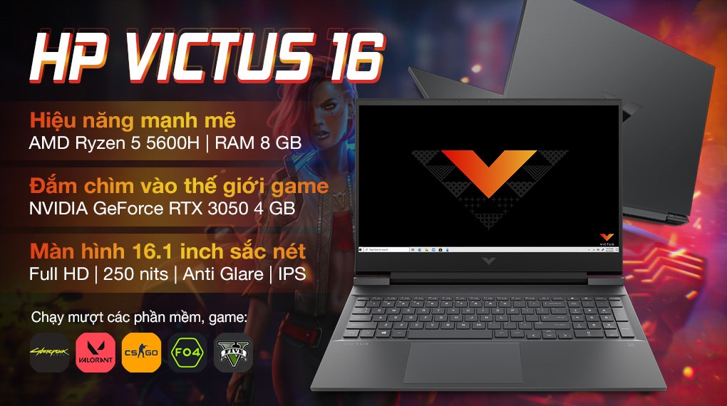 Laptop HP Gaming VICTUS 16 e0175AX R5 5600H (4R0U8PA) | Trả góp