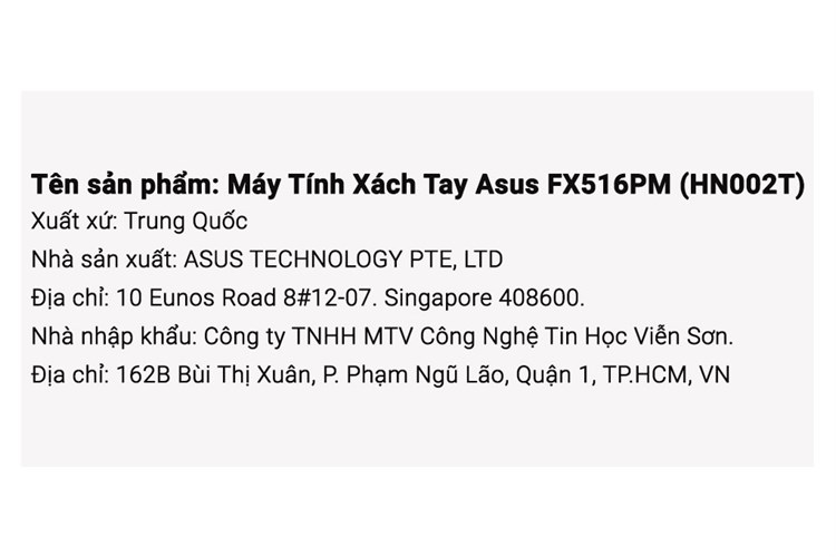 Laptop Asus TUF Gaming FX516PM i7 11370H/8GB/512GB/6GB RTX3060/144Hz/Win10 (HN002T) Màu Xám