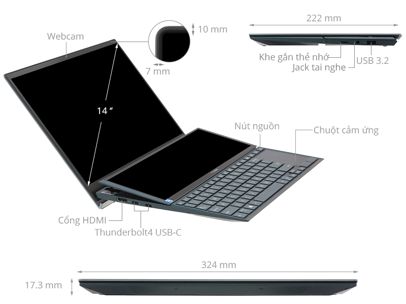 Asus ZenBook Duo UX482EA i5 1135G7/8GB/512GB/Touch/Pen/Túi/Stand/Win10 (KA081T)