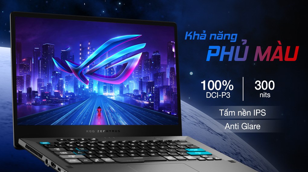 Laptop Asus ROG Zephyrus G14 Alan Walker GA401QEC R9 5900HS/16GB 1TB/4GB RTX3050Ti/120Hz/Túi/Win10 (K2064T)