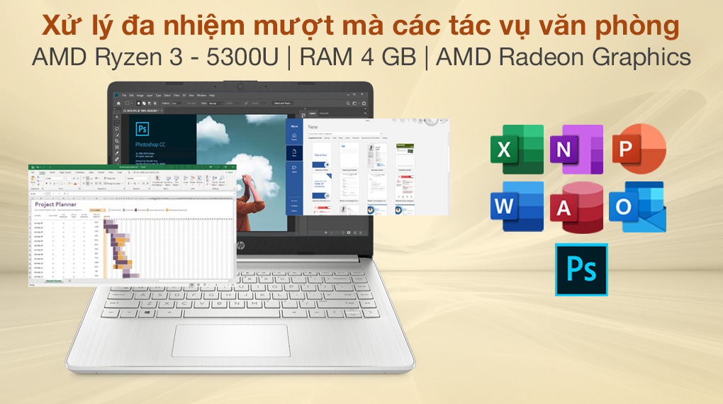 HP 14s fq1080AU R3 5300U (4K0Z7PA) - Cấu hình