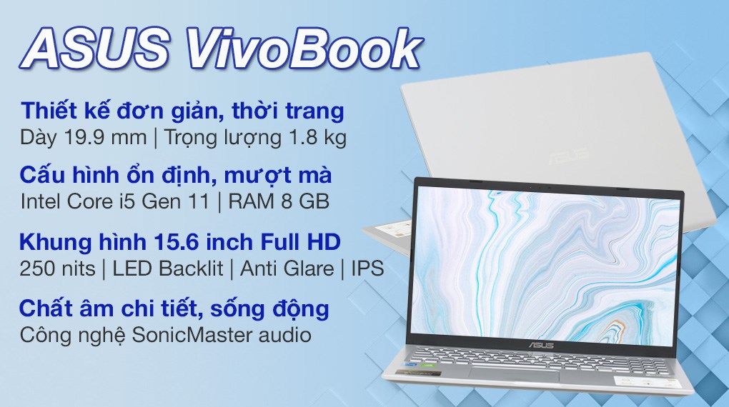 Laptop Asus VivoBook X515EP i5 1135G7/8GB/512GB/2GB MX330/Win10 (BQ186T)