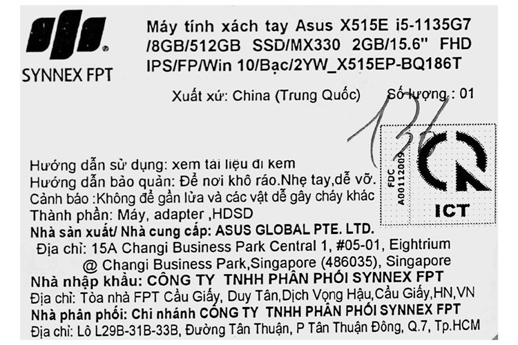 Laptop Asus VivoBook X515EP i5 1135G7/8GB/512GB/2GB MX330/Win10 (BQ186T) Màu Bạc