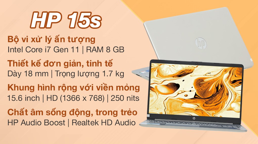 Laptop HP 15s fq2558TU i7 1165G7/8GB/512GB/Win10 (46M26PA)