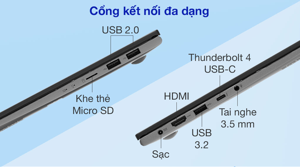 Asus VivoBook S433EA i7 1165G7 (AM885T) - Cổng kết nối Asus VivoBook S433EA i7 1165G7 (AM885T) - Cổng kết nối