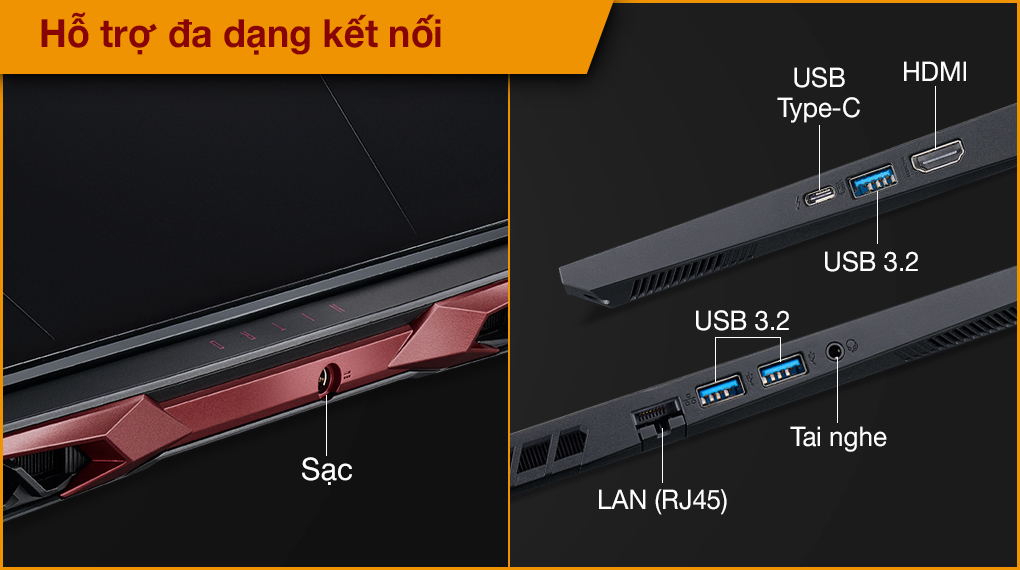 Acer Nitro 5 Gaming AN515 57 54MV i5 11400H (NH.QENSV.003) - Cổng kết nối