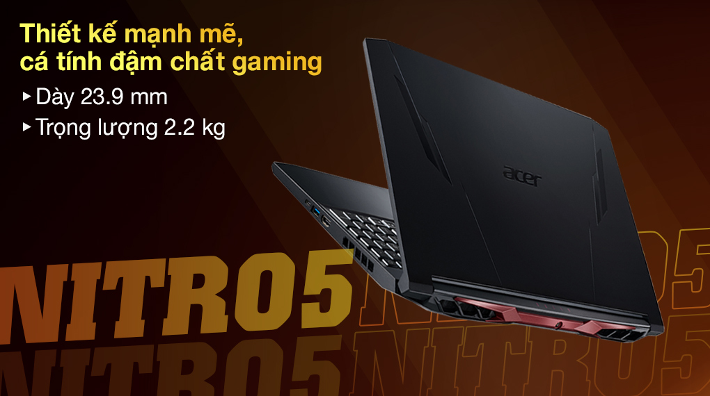 Acer Nitro 5 Gaming AN515 57 54MV i5 11400H (NH.QENSV.003) - Thiết kế