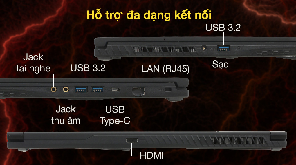 MSI Gaming GF63 Thin 10SC i7 10750H (480VN) - Cổng kết nối