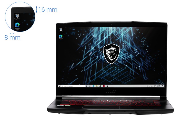Laptop MSI Gaming GF63 Thin 10SC i7 10750H/8GB/512GB/4GB GTX1650 Max-Q/144Hz/Balo/Chuột/Win10 (480VN) Màu Đen