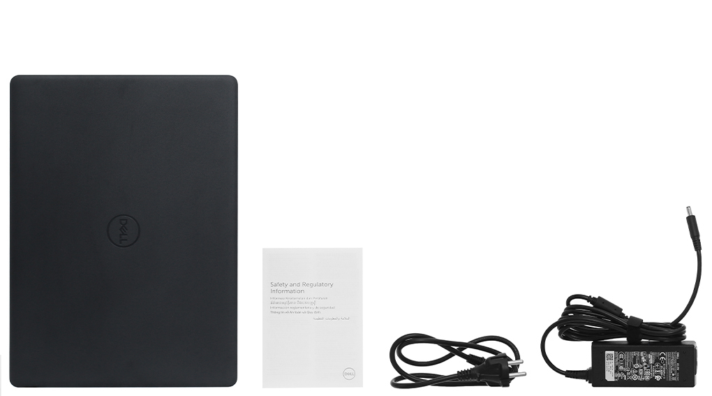 Bộ sản phẩm gồm: Dây nguồn, Sách hướng dẫn, Thùng máy, Sạc Laptop Dell