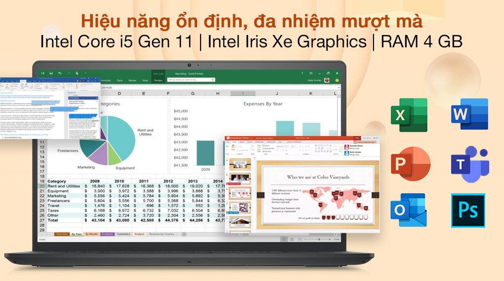 Laptop Dell Inspiron 15 3511 i5 1135G7/4GB/512GB/OfficeH&S 2019/Win10 (P112F001BBL)