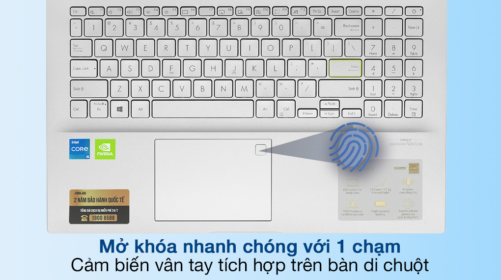 Asus VivoBook  A515EP i5 1135G7 (BN544T) - Cảm biến vân tay