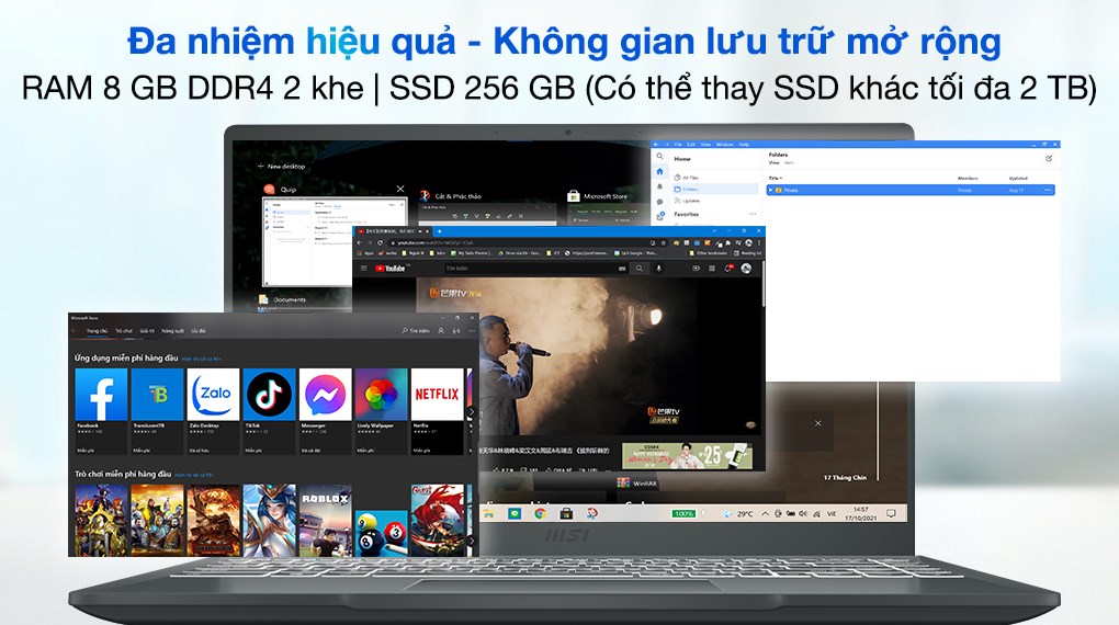 Laptop MSI Modern 14 B11MOU i3 1115G4/8GB/256GB/Win10 (849VN)