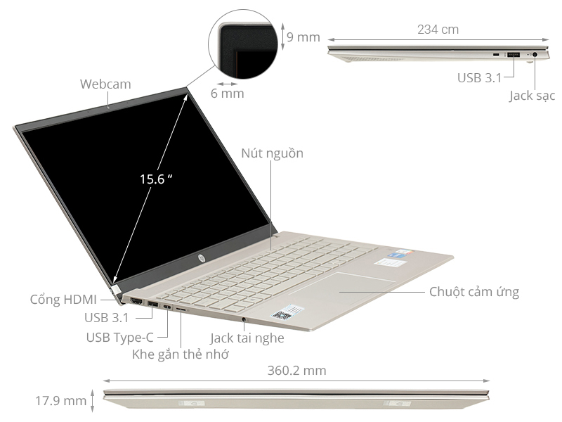 Laptop HP Pavilion 15 eg0504TU i7 1165G7/8GB/512GB/Win11 (46M00PA)