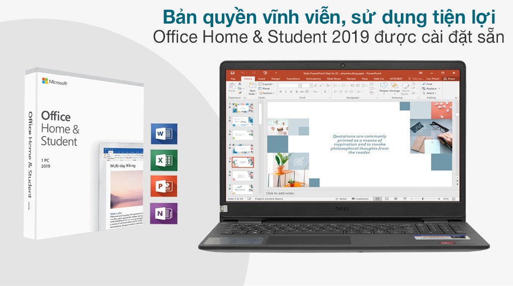 Laptop Dell Inspiron 15 3505 R5 3500U/8GB/512GB/Office H&S2019/Win10 (Y1N1T5)