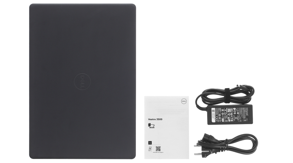 Bộ sản phẩm gồm: Dây nguồn, Sách hướng dẫn, Thùng máy, Sạc Laptop Dell