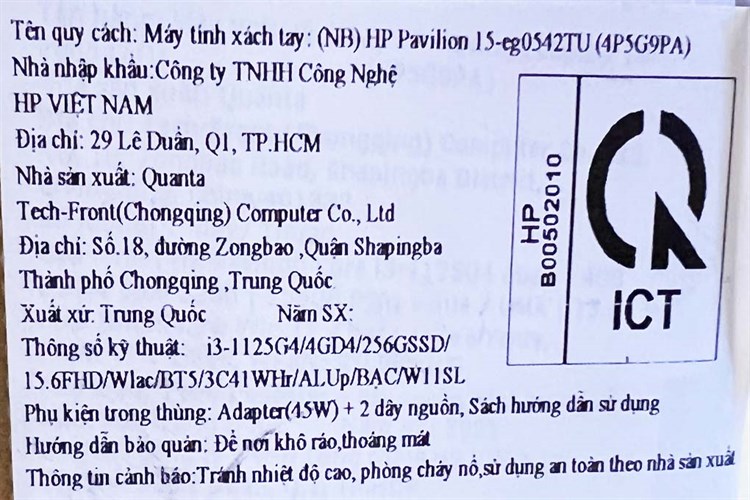 Laptop HP Pavilion 15 eg0542TU i3 1125G4/4GB/256GB/Win11 (4P5G9PA) Màu Bạc