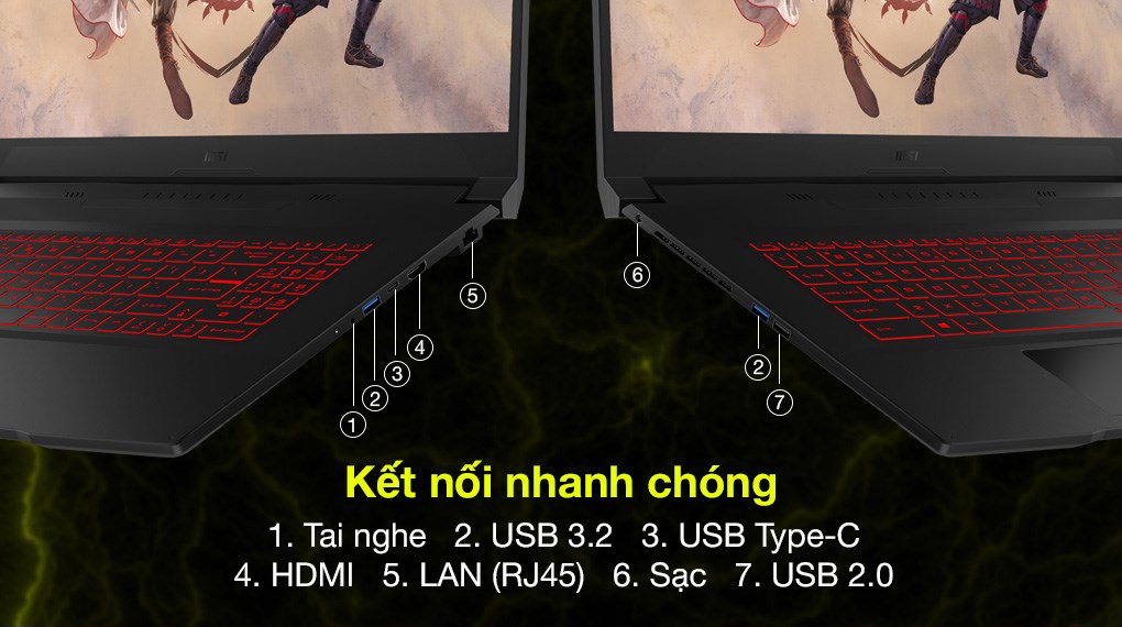 Laptop MSI Katana GF76 11UC i7 11800H/8GB/512GB/4GB RTX3050/144Hz/Balo/Chuột/Win10 (441VN)