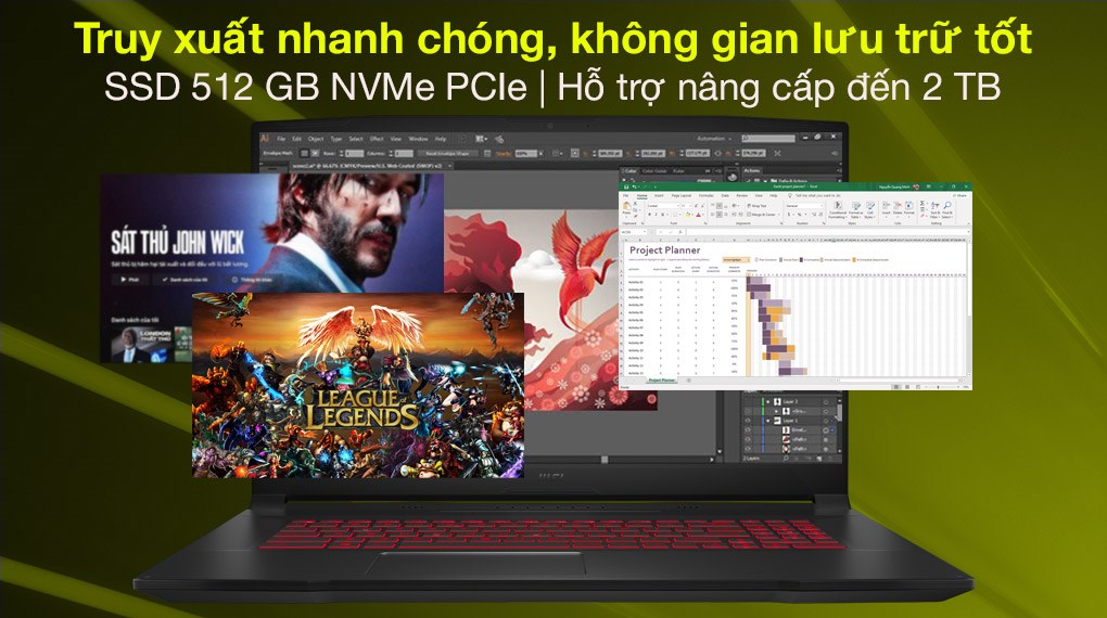 Laptop MSI Katana GF76 11UC i7 11800H/8GB/512GB/4GB RTX3050/144Hz/Balo/Chuột/Win10 (441VN)
