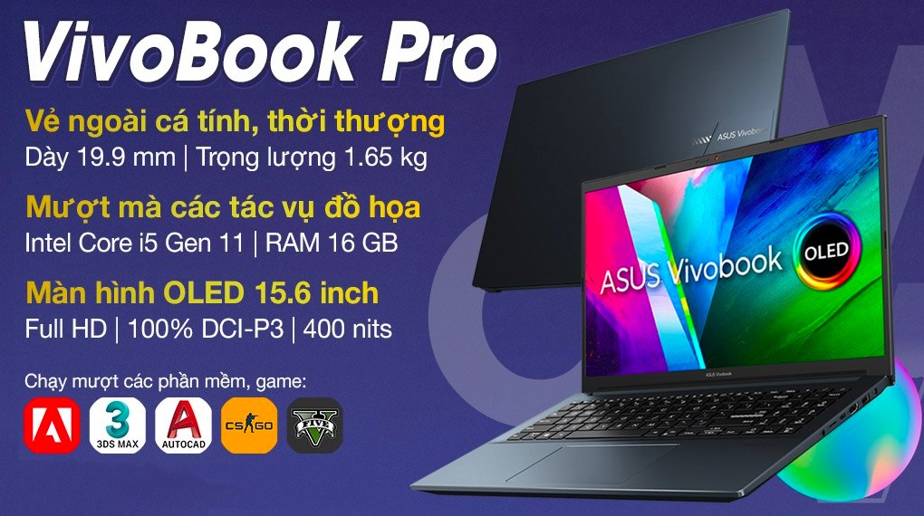 Laptop Asus VivoBook Pro 15 OLED K3500PC i5 11300H/16GB/512GB/4GB RTX3050/Win10 (L1045T)