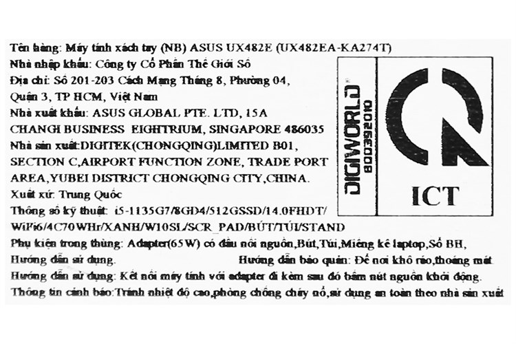 Laptop Asus ZenBook Duo UX482EA i5 1135G7/8GB/512GB/Touch/Pen/Túi/Stand/Win10 (KA274T) Màu Xanh đen
