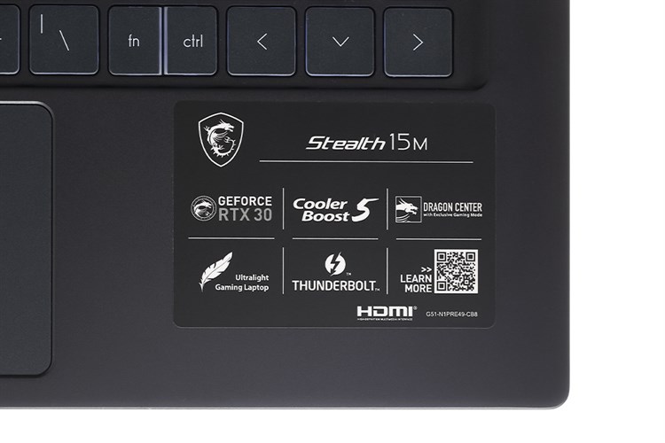 Laptop MSI Gaming Stealth 15M A11UEK i7 11375H/16GB/512GB/6GB RTX3060 Max-Q/144Hz/Balo/Chuột/Win10 (254VN) Màu Đen