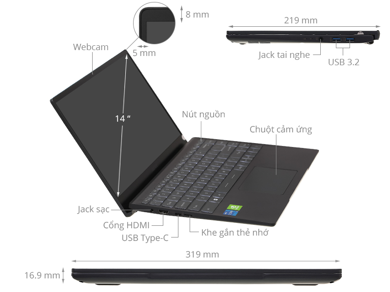 MSI Modern 14 B11SBU i5 1155G7/8GB/512GB/2GB MX450/Túi/Chuột/Win10 (669VN)