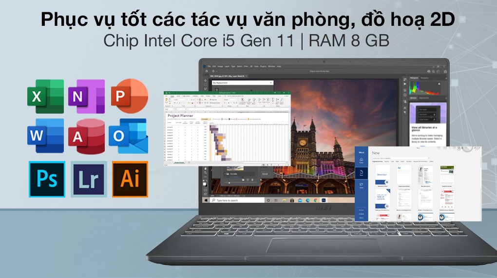 Laptop MSI Modern 14 B11SBU i5 1155G7/8GB/512GB/2GB MX450/Túi/Chuột/Win10 (669VN)