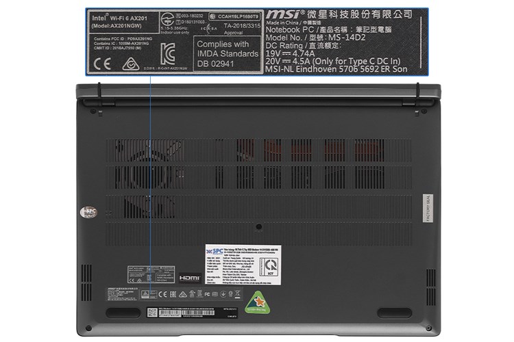 Laptop MSI Modern 14 B11SBU i5 1155G7/8GB/512GB/2GB MX450/Túi/Chuột/Win10 (669VN) Màu Đen