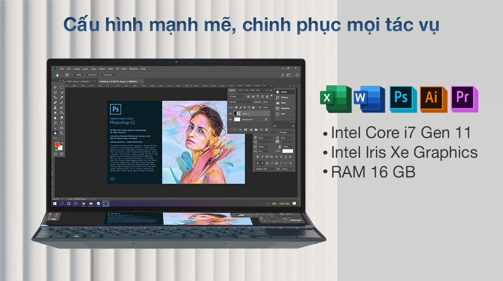 Laptop Asus ZenBook Duo UX482EA i7 1165G7/16GB/1TB SSD/Touch/Pen/Túi/Stand/Win10 (KA268T)