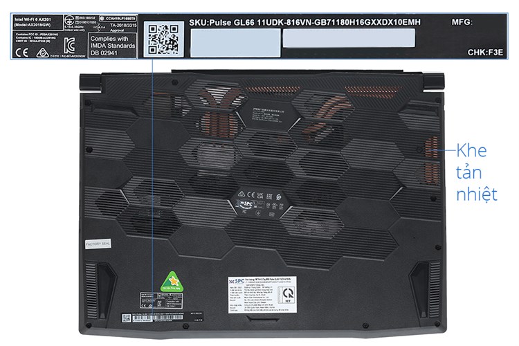 Laptop MSI Gaming Pulse GL66 11UDK i7 11800H/16GB/512GB/4GB RTX3050Ti/144Hz/Balo/Chuột/Win10 (816VN) Màu Đen