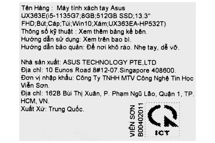 Laptop Asus ZenBook Flip UX363EA i5 1135G7/8GB/512GB/Touch/Pen/Cáp/Túi/Win10 (HP532T) Màu Xám