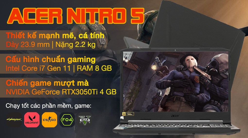 Acer Nitro 5 Gaming: Bạn là một game thủ đích thực? Hãy chọn ngay mẫu laptop Acer Nitro 5 Gaming để trải nghiệm những trò chơi đỉnh cao nhất! Hình ảnh liên quan sẽ giúp bạn hiểu rõ hơn về chiếc laptop đầy sức mạnh này, và quyết định sở hữu ngay cho mình một sản phẩm từ Acer.
