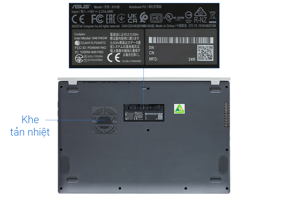 Laptop Asus VivoBook X515EA i3 1115G4/8GB/256GB/Win11 (BQ1415W) Màu Bạc