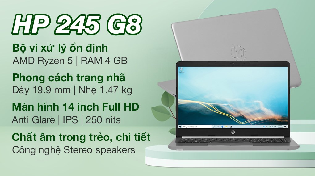 Laptop HP 245 G8 R5 5500U/4GB/256GB/Win10 (53Y22PA)
