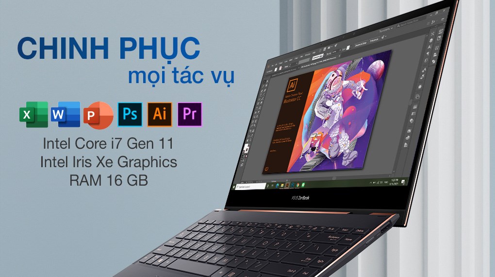 Laptop Asus ZenBook UX371EA i7 1165G7/16GB/1TB SSD/Touch/Pen/Cáp/Túi/Office H&S/Win11 (HL725WS)