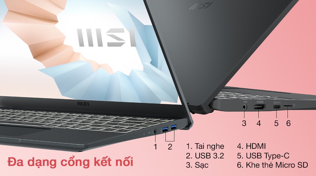 Laptop MSI Modern 14 B5M R5 5500U/8GB/512GB/Túi/Chuột/Win11 (203VN)
