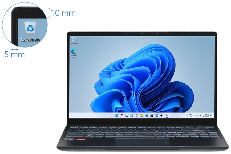 Laptop MSI Modern 14 B5M R5 5500U/8GB/512GB/Túi/Chuột/Win11 (203VN) Màu Xám