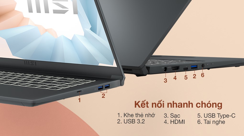 Laptop MSI Modern 15 A5M R5 5500U/8GB/512GB/Túi/Chuột/Win11 (236VN)