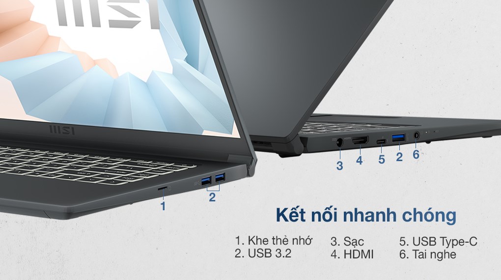 Laptop MSI Modern 15 A5M R7 5700U/8GB/512GB/Túi/Chuột/Win11 (237VN)