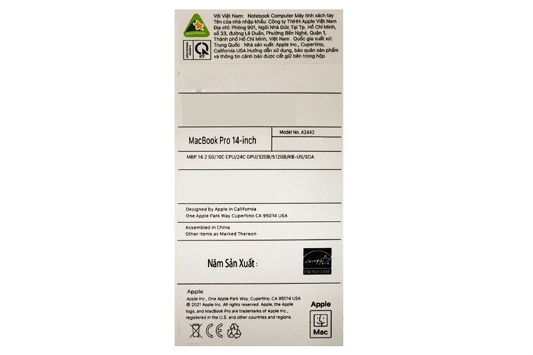 Laptop MacBook Pro 14 M1 Max 2021 10-core CPU/32GB/512GB/24-core GPU (Z15J) Màu Bạc