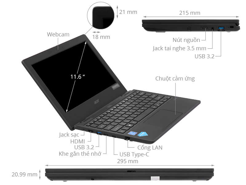 Laptop Acer TravelMate B3 TMB311 31 P49D N5030/4GB/256GB/Win11 (NX.VNFSV.005)