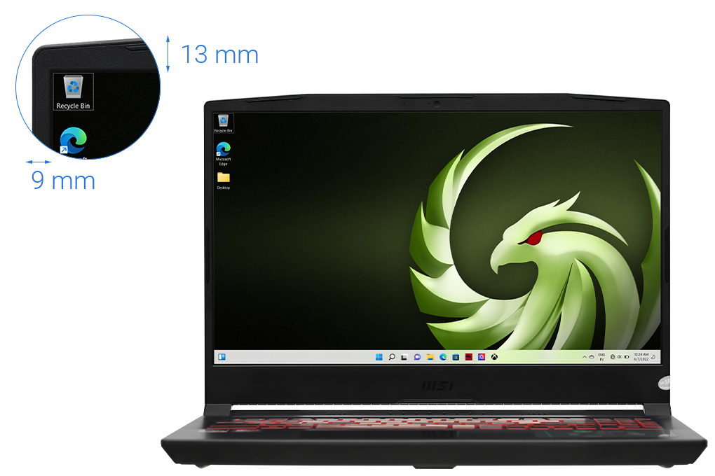 Laptop MSI Gaming Bravo 15 B5DD R5 5600H/8GB/512GB/4GB RX5500M/Balo/Chuột/Win11 (279VN) Màu Đen