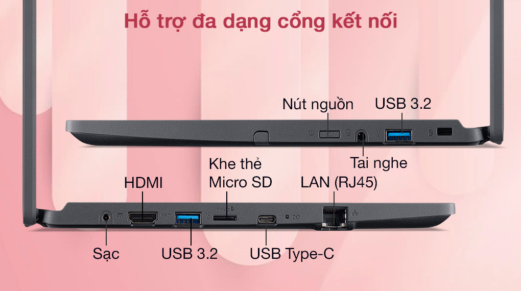 Acer TravelMate B3 TMB311 31 C2HB N4020 (NX.VNFSV.006) - Cổng kết nối