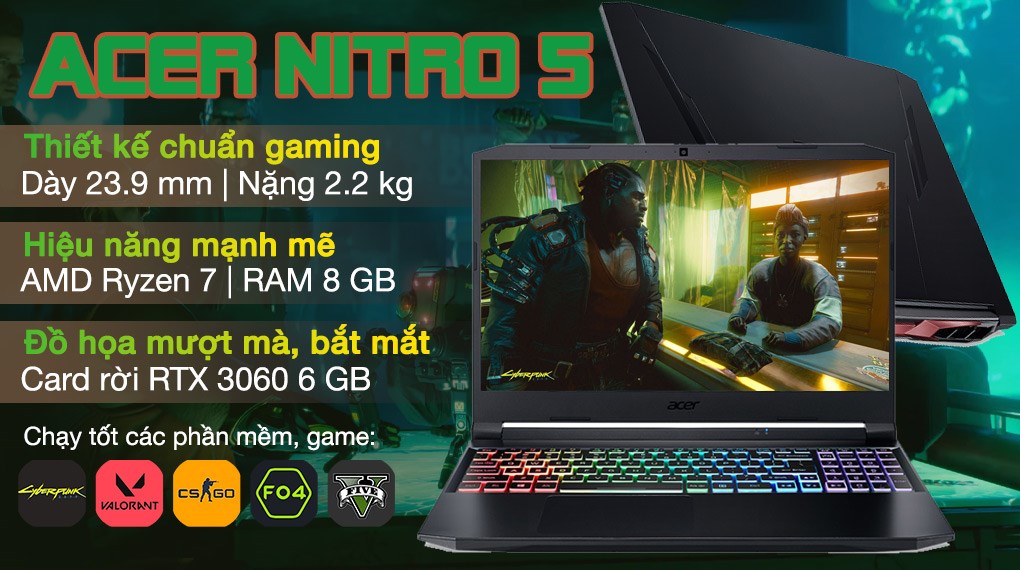 Acer Nitro 5 Gaming AN515 45 R86D R7 5800H (NH.QBCSV.005)