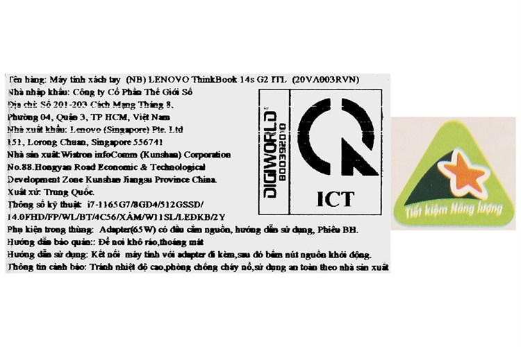 Laptop Lenovo ThinkBook 14s G2 ITL i7 1165G7/8GB/512GB/Win11 (20VA003RVN) Màu Xám