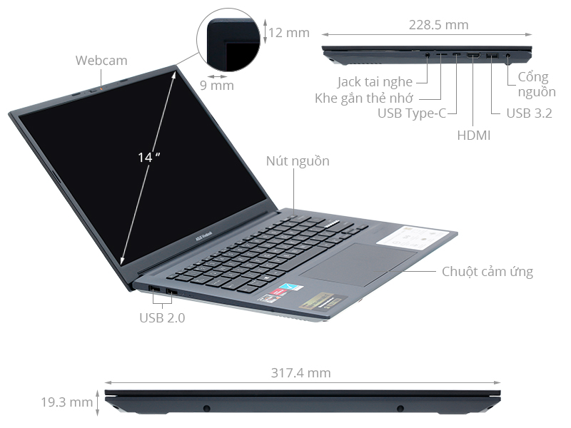 Asus VivoBook Pro 14 OLED M3401QA R7 5800H/8GB//512GB/90Hz/Win11 (KM040W)